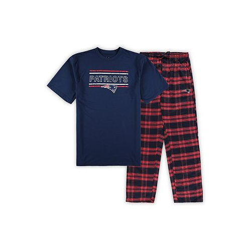Concepts Sport Mens Navy Red Distressed New England Patriots Big and Tall Flannel Sleep Set