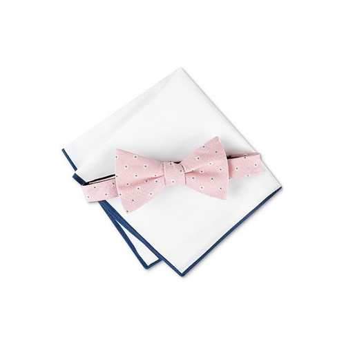 Tommy Hilfiger Mens Floral Bow Tie & Solid Pocket Square Set