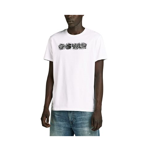 G-Star Raw Mens Short Sleeve Crewneck Distressed Logo T-Shirt