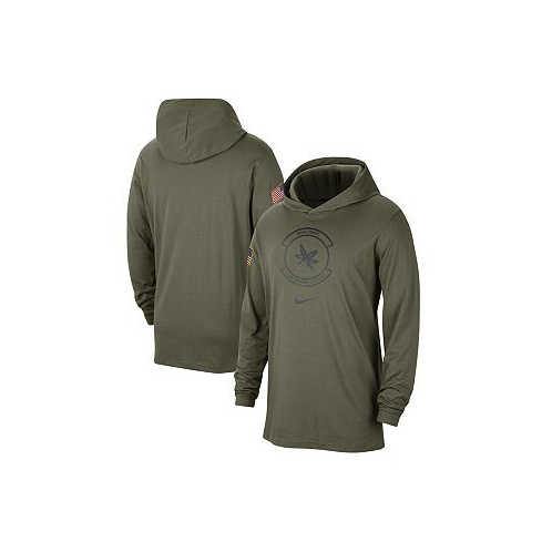 Nike Mens Olive Ohio State Buckeyes Military-Inspired Pack Long Sleeve Hoodie T-shirt