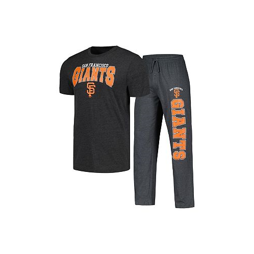 Concepts Sport Mens Charcoal Black San Francisco Giants Meter T-shirt and Pants Sleep Set