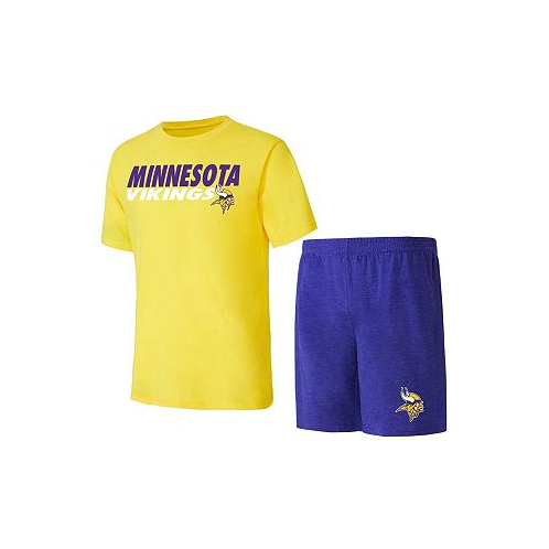 Concepts Sport Mens Purple Gold Minnesota Vikings Meter T-shirt and Shorts Sleep Set