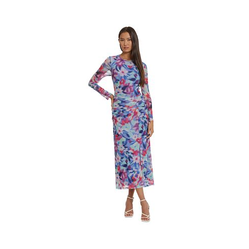 Donna Morgan Womens Printed Ruched Maxi Dress