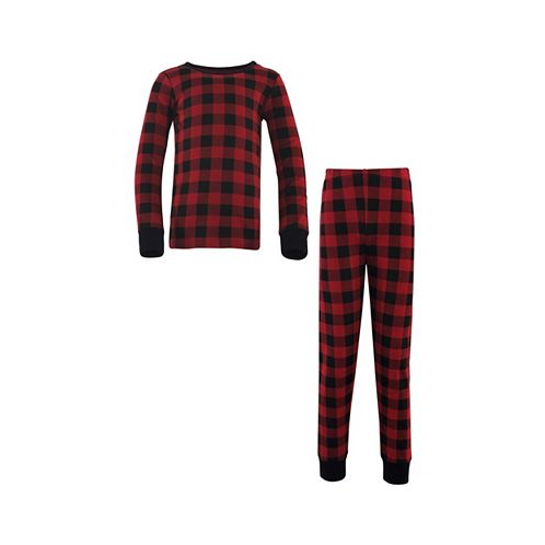 Hudson Baby Touched by Nature Baby Boys Baby Unisex Organic Cotton Tight-Fit Pajama Set Buffalo Plaid