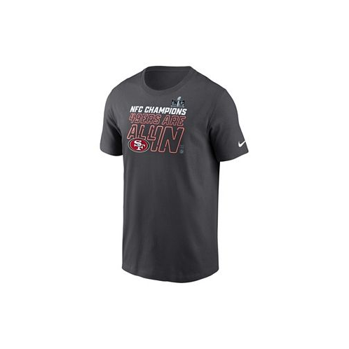 Nike Mens Anthracite San Francisco 49ers 2023 NFC Champions Locker Room Trophy Collection T-shirt