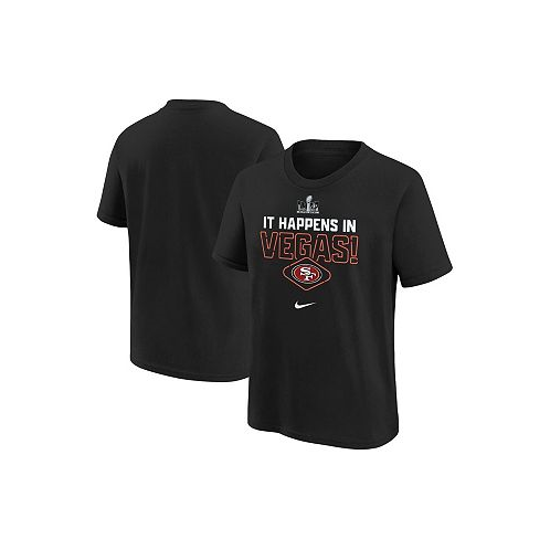 Nike Big Boys Black San Francisco 49ers Super Bowl LVIII Team Logo Lockup T-shirt