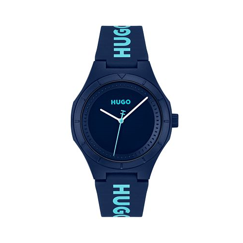 HUGO Mens Lit for Him Quartz Blue Silicone Watch 42mm