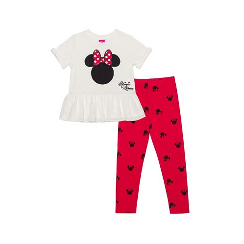 Disney Toddler Girls Minnie Head Bow Short Sleeve Top and Leggings 2 Piece Set