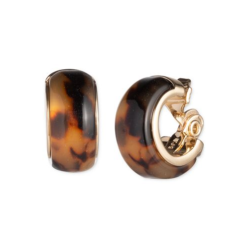 POLO Ralph Lauren Gold-Tone Small Tortoise-Look Clip-On Hoop Earrings 0.5