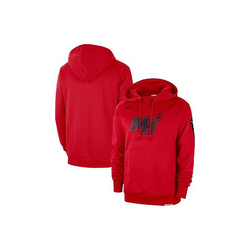 Nike Mens Red Distressed Miami Heat 2023/24 City Edition Courtside Standard Issue Pullover Hoodie