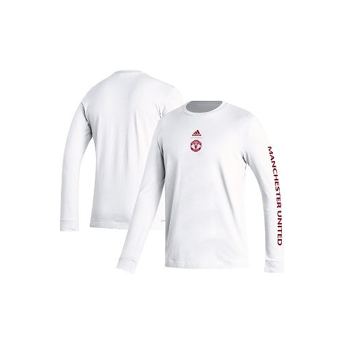 Adidas Mens White Manchester United Team Crest Long Sleeve T-shirt