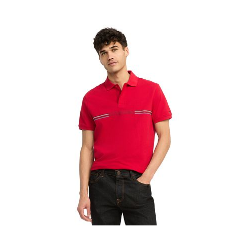 Tommy Hilfiger Mens Striped Chest Short Sleeve Polo Shirt