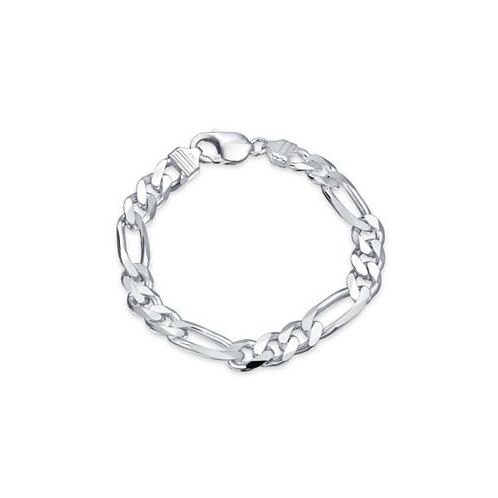 Bling Jewelry Mens Thick Heavy Solid .925 Sterling Silver 9MM Italian Figaro Chain Link Bracelet 8 Inch