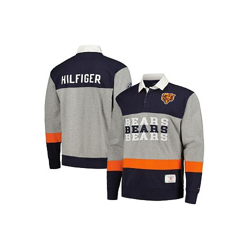 Tommy Hilfiger Mens Navy Chicago Bears Connor Oversized Rugby Long Sleeve Polo Shirt