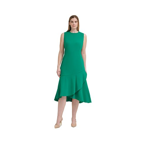 Calvin Klein Womens Flounce-Hem Sleeveless Midi Dress