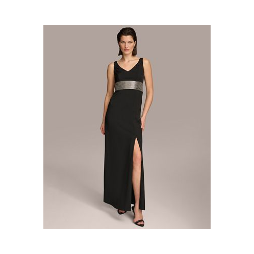 Donna Karan Womens Embellished V-Neck Gown