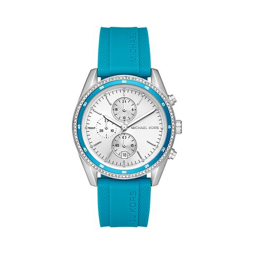 Michael Kors Womens Hadyn Chronograph Santorini Blue Silicone Watch 42mm