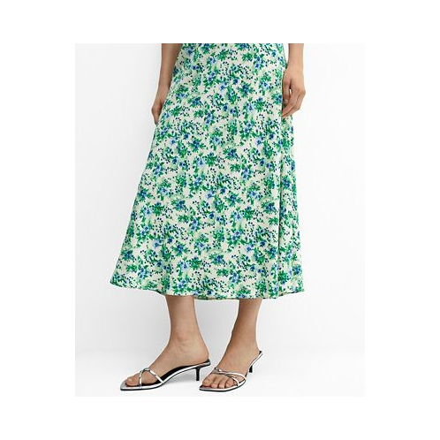 MANGO Womens Printed Satin Skirt