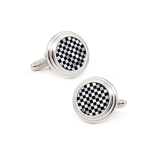Cufflinks Inc. Onyx and Mother of Pearl Checker Step Cufflinks