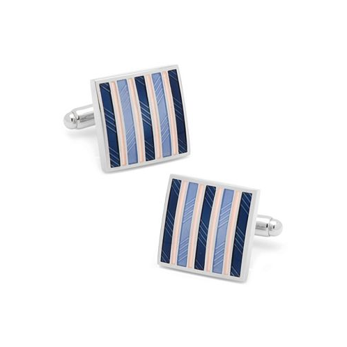 Cufflinks Inc. Pink and Navy Striped Square Cufflinks