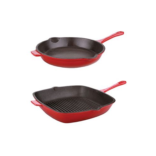 BergHOFF Neo 2-Pc. 10 Fry Pan and 11 Grill Pan Cast Iron Set