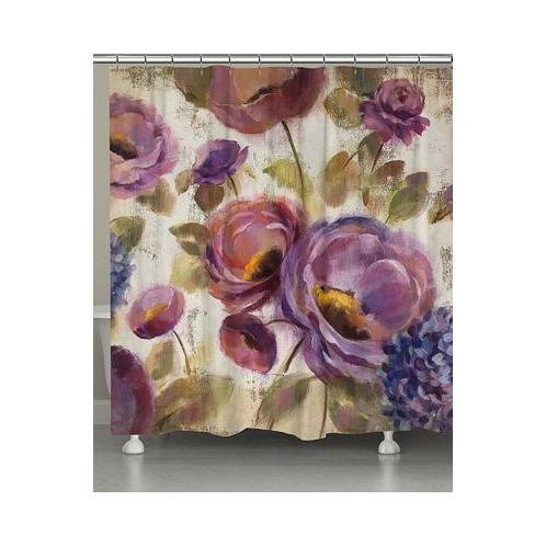Laural Home Purple Floral Garden Shower Curtain