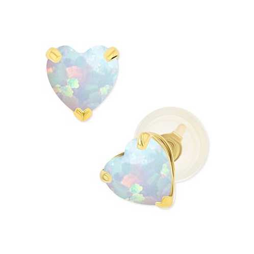 Macys Lab-Grown Opal Heart Stud Earrings (3/8 ct. t.w.) in Sterling Silver