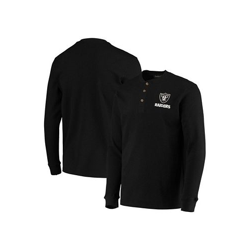 Dunbrooke Mens Black Las Vegas Raiders Logo Maverick Thermal Henley Long Sleeve T-shirt