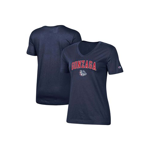 Champion Womens Navy Gonzaga Bulldogs University Arch Logo V-Neck T-shirt