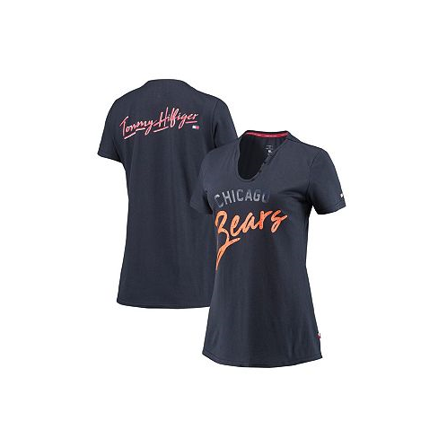 Tommy Hilfiger Womens Navy Chicago Bears Riley V-Neck T-shirt