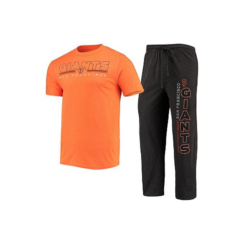 Concepts Sport Mens Black Orange San Francisco Giants Meter T-shirt and Pants Sleep Set