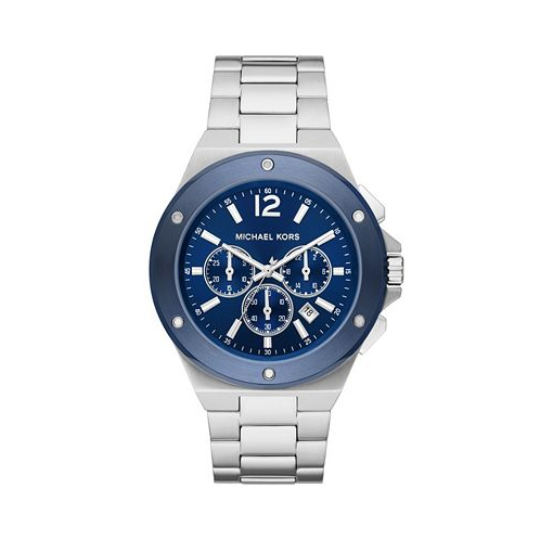 Michael Kors Mens Lennox Chronograph Silver-Tone Stainless Steel Bracelet Watch