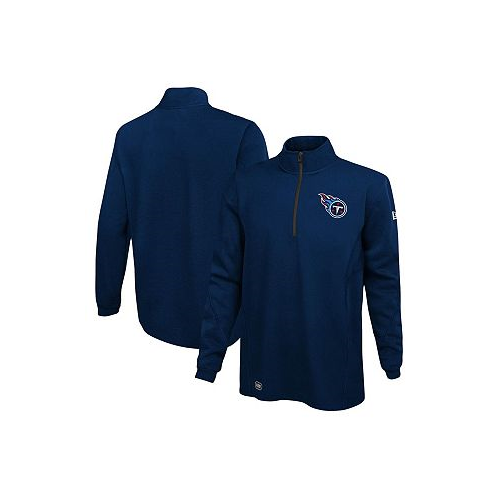 New Era Mens Navy Tennessee Titans Combine Authentic Overcome Quarter-Zip Sweatshirt