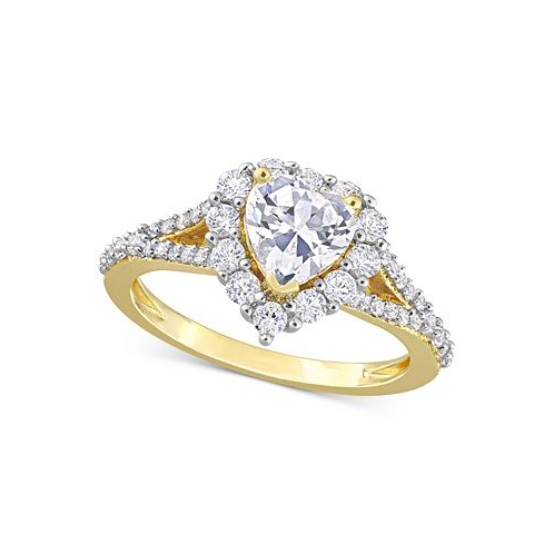 Macys Lab-Grown White Sapphire Heart Ring (2-2/5 ct. t.w.) in Yellow-Plated Sterling Silver