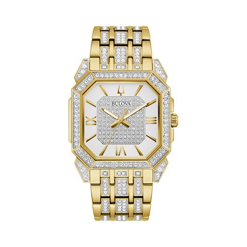Bulova Mens Crystal Octava Gold-Tone Stainless Steel Bracelet Watch 40mm