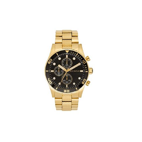Rocawear Mens Shiny Gold-Tone Metal Bracelet Watch 46.5mm