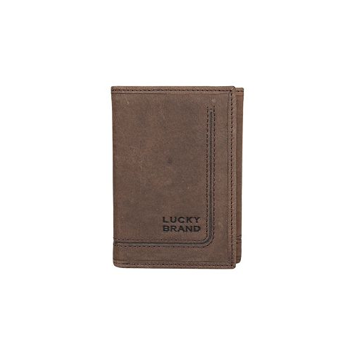 Lucky Brand Mens Grooved Leather Trifold Wallet