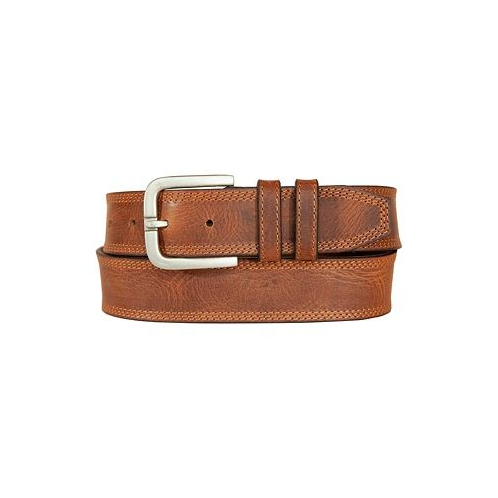 Lucky Brand Mens Triple Needle Stitched Leather Belt