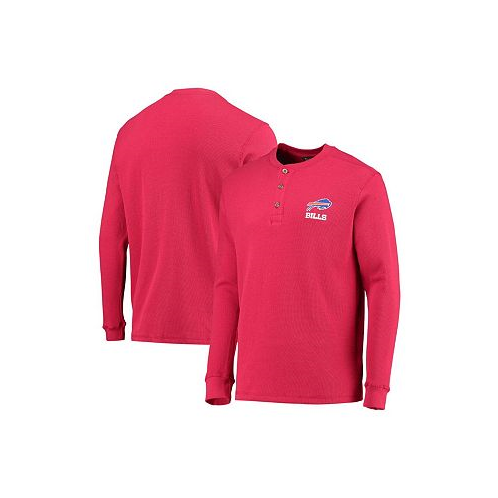 Dunbrooke Mens Red Buffalo Bills Logo Maverick Thermal Henley Long Sleeve T-shirt