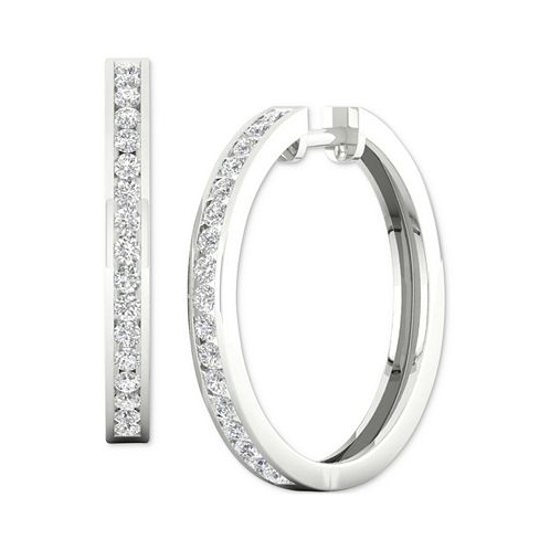Forever Grown Diamonds Lab Created Diamond Medium Hoop Earrings (1ct. t.w.) in Rhodium-Plated Sterling Silver 1.12
