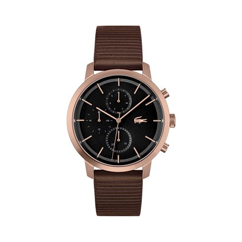 Lacoste Mens Replay Brown Leather Strap Watch 44 mm