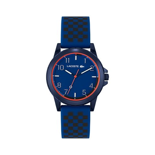 Lacoste Kids Rider Blue and Black Checkered Print Silicone Strap Watch 36mm
