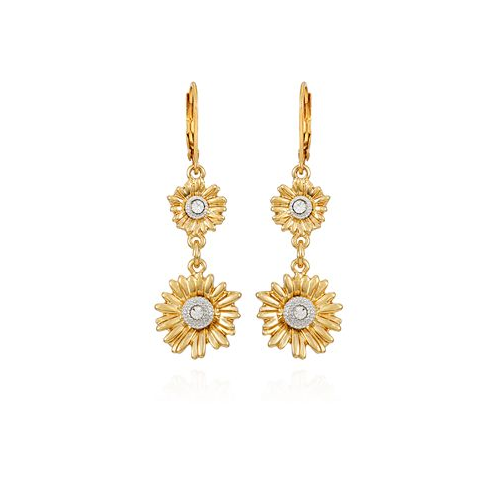 T Tahari Gold-Tone Sunflower Linear Dangle Drop Earrings