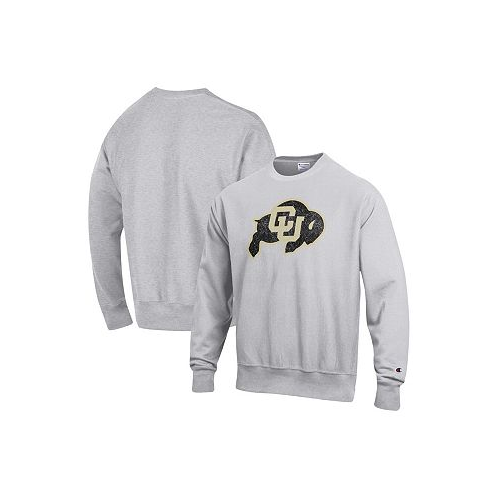 Champion Mens Heathered Gray Colorado Buffaloes Vault Logo Reverse Weave Pullover Sweatshirt