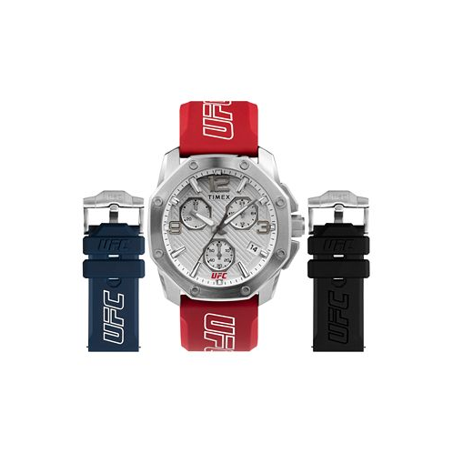 Timex UFC Mens Quartz Icon Red Silicone Watch 45mm and Strap Gift Set