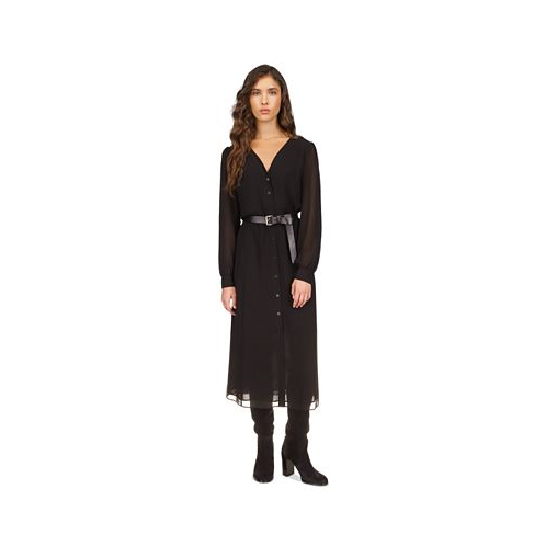 Michael Kors Womens Kate Belted Button-Down Midi Dress Regular & Petite