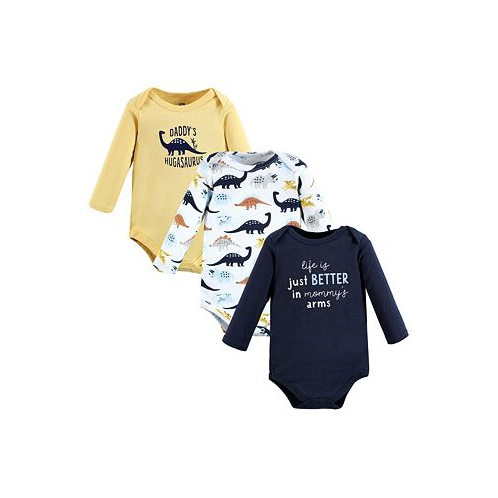 Hudson Baby Baby Boys Cotton Long-Sleeve Bodysuits Hugasaurus 3-Pack