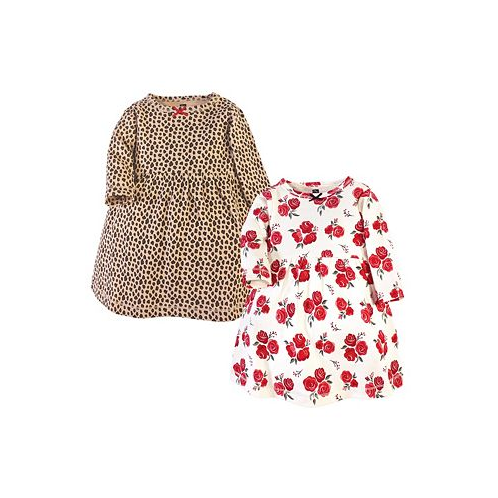 Hudson Baby Baby Girls Cotton Long-Sleeve Dresses 2pk Rose Leopard