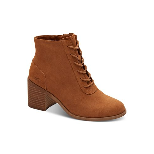 TOMS Womens Evelyn Block Heel Lace-Up Booties