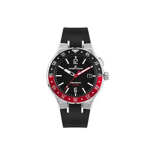 Jacques Lemans Mens Hybromatic Watch with Silicone Strap and Solid Stainless Steel 1-2109
